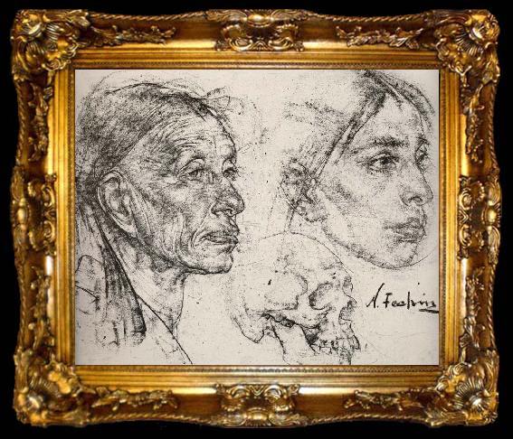 framed  Nikolay Fechin Study of female-s head, ta009-2